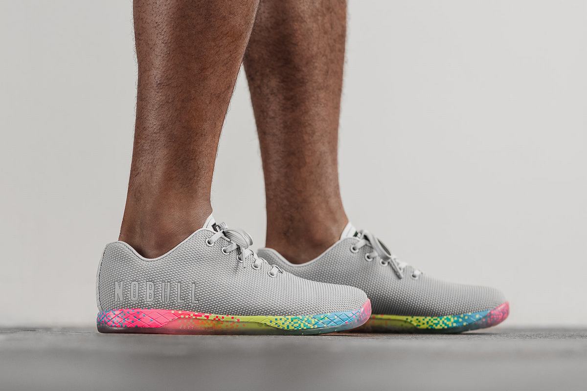 Nobull Superfabric Arctic Neon Men's Trainers Grey Multicolor | Australia (TS0934)